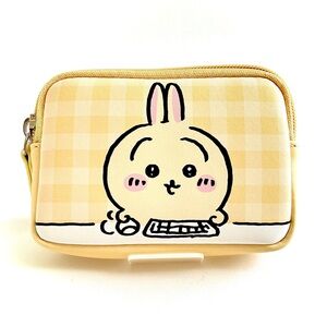 Chiikawa Usagi Bunny Yellow Gingham Zip Wallet Mini Coin Purse 5” (NWOT)